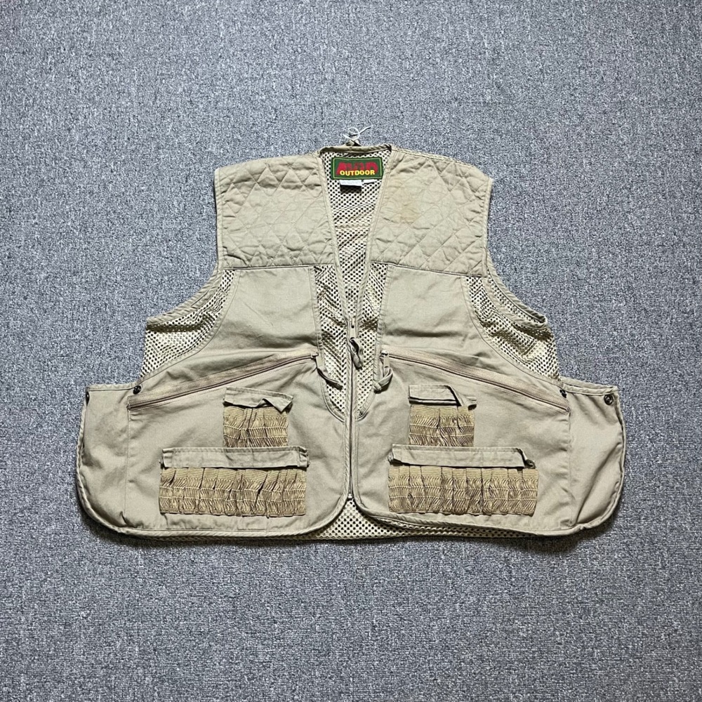 Vintage Avid Outdoor Fishing Vest Large Tan Utility Mesh Hunting Gorpcore 90s‎